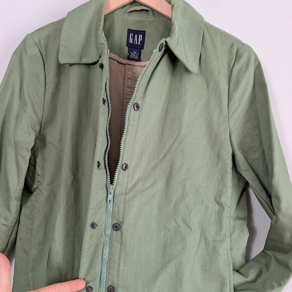 Vintage Y2K Gap Jacket XS Green Cotton Lightweight Coat Preppy Classic Mid Zip - Picture 4 of 9